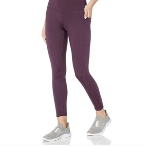 EUC DANSKIN 1536061 BLACK CHERRY HIGH RISE 7/8  LEGGINGS Side Pockets SZ S